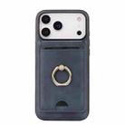 For iPhone 17 Pro Kalebol Strong MagSafe Ring Magnetic Card Bag Holder Leather Phone Case(Blue) - 2