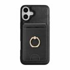 For iPhone 17 Kalebol Strong MagSafe Ring Magnetic Card Bag Holder Leather Phone Case(Black) - 2