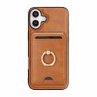 For iPhone 17 Kalebol Strong MagSafe Ring Magnetic Card Bag Holder Leather Phone Case(Brown) - 2