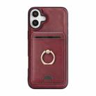 For iPhone 17 Kalebol Strong MagSafe Ring Magnetic Card Bag Holder Leather Phone Case(Red) - 2