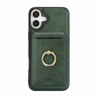 For iPhone 17 Kalebol Strong MagSafe Ring Magnetic Card Bag Holder Leather Phone Case(Green) - 2