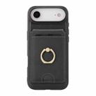 For iPhone 17 Air Kalebol Strong MagSafe Ring Magnetic Card Bag Holder Leather Phone Case(Black) - 2