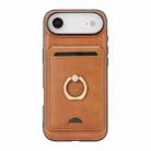 For iPhone 17 Air Kalebol Strong MagSafe Ring Magnetic Card Bag Holder Leather Phone Case(Brown) - 2
