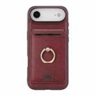 For iPhone 17 Air Kalebol Strong MagSafe Ring Magnetic Card Bag Holder Leather Phone Case(Red) - 2
