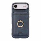 For iPhone 17 Air Kalebol Strong MagSafe Ring Magnetic Card Bag Holder Leather Phone Case(Blue) - 2