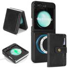 For Samsung Galaxy Z Flip6 Kalebol Magnetic Button Card Bag MagSafe Ring Leather Phone Case(Black) - 1