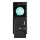 For Samsung Galaxy Z Flip6 Kalebol Magnetic Button Card Bag MagSafe Ring Leather Phone Case(Black) - 2