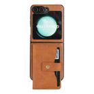For Samsung Galaxy Z Flip6 Kalebol Magnetic Button Card Bag MagSafe Ring Leather Phone Case(Brown) - 2