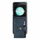 For Samsung Galaxy Z Flip6 Kalebol Magnetic Button Card Bag MagSafe Ring Leather Phone Case(Blue) - 2
