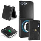 For Samsung Galaxy Z Flip7 Kalebol Magnetic Button Card Bag MagSafe Ring Leather Phone Case(Black) - 1