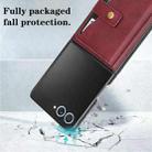 For Samsung Galaxy Z Flip7 Kalebol Magnetic Button Card Bag MagSafe Ring Leather Phone Case(Red) - 3