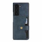 For Samsung Galaxy Z Fold6 Kalebol Magnetic Button Card Bag MagSafe Ring Leather Phone Case(Blue) - 2