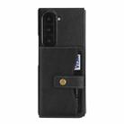 For Samsung Galaxy Z Fold7 Kalebol Magnetic Button Card Bag MagSafe Ring Leather Phone Case(Black) - 2