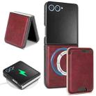 For Samsung Galaxy Z Flip7 Kalebol Slim MagSafe Ring Magnetic Card Bag Leather Phone Case(Red) - 1