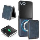 For Samsung Galaxy Z Flip7 Kalebol Slim MagSafe Ring Magnetic Card Bag Leather Phone Case(Blue) - 1
