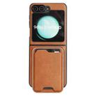 For Samsung Galaxy Z Flip6 Kalebol Slim MagSafe Ring Magnetic Card Bag Leather Phone Case(Brown) - 2