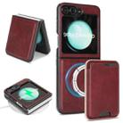 For Samsung Galaxy Z Flip6 Kalebol Slim MagSafe Ring Magnetic Card Bag Leather Phone Case(Red) - 1