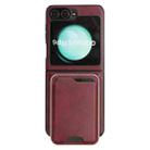 For Samsung Galaxy Z Flip6 Kalebol Slim MagSafe Ring Magnetic Card Bag Leather Phone Case(Red) - 2