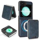 For Samsung Galaxy Z Flip6 Kalebol Slim MagSafe Ring Magnetic Card Bag Leather Phone Case(Blue) - 1