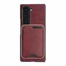 For Samsung Galaxy Z Fold6 Kalebol Slim MagSafe Ring Magnetic Card Bag Leather Phone Case(Red) - 2