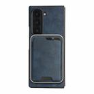 For Samsung Galaxy Z Fold6 Kalebol Slim MagSafe Ring Magnetic Card Bag Leather Phone Case(Blue) - 2