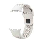For Samsung Galaxy Watch 8 40mm / 44mm Hole Style Black Reverse Buckle Silicone Watch Band(Beige) - 2