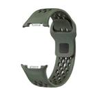 For Samsung Galaxy Watch 8 40mm / 44mm Hole Style Black Reverse Buckle Silicone Watch Band(Army Green) - 2
