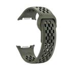 For Samsung Galaxy Watch 8 40mm / 44mm Hole Style Black Reverse Buckle Silicone Watch Band(Army Green) - 3