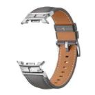 For Samsung Galaxy Watch 8 40mm / 44mm Metal Head Connector Genuine Leather Watch Band(Gray Silver) - 2