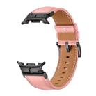 For Samsung Galaxy Watch 8 40mm / 44mm Metal Head Connector Genuine Leather Watch Band(Pink Black) - 2