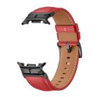 For Samsung Galaxy Watch 8 40mm / 44mm Metal Head Connector Genuine Leather Watch Band(Red Black) - 2