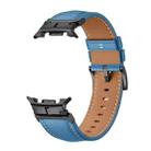 For Samsung Galaxy Watch 8 40mm / 44mm Metal Head Connector Genuine Leather Watch Band(Blue Black) - 2