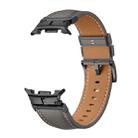 For Samsung Galaxy Watch 8 40mm / 44mm Metal Head Connector Genuine Leather Watch Band(Gray Black) - 2