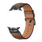 For Samsung Galaxy Watch 8 40mm / 44mm Metal Head Connector Genuine Leather Watch Band(Brown Black) - 2