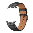 For Samsung Galaxy Watch 8 40mm / 44mm Metal Head Connector Genuine Leather Watch Band(Black Black) - 2