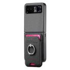 For Motorola Moto Razr 40 Twill Fabric Card Bag Ring Magnetic Back Phone Case(Black) - 2