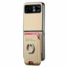 For Motorola Moto Razr 40 Twill Fabric Card Bag Ring Magnetic Back Phone Case(Khaki) - 2