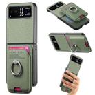 For Motorola Moto Razr 40 Twill Fabric Card Bag Ring Magnetic Back Phone Case(Green) - 1