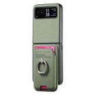 For Motorola Moto Razr 40 Twill Fabric Card Bag Ring Magnetic Back Phone Case(Green) - 2