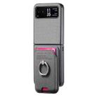 For Motorola Moto Razr 40 Twill Fabric Card Bag Ring Magnetic Back Phone Case(Gray) - 2
