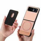 For Motorola Moto Razr 40 Twill Fabric Card Bag Ring Magnetic Back Phone Case(Pink) - 3