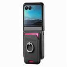 For Motorola Moto Razr 40 Ultra Twill Fabric Card Bag Ring Magnetic Back Phone Case(Black) - 2