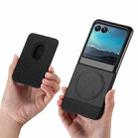 For Motorola Moto Razr 40 Ultra Twill Fabric Card Bag Ring Magnetic Back Phone Case(Black) - 3