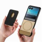 For Motorola Moto Razr 40 Ultra Twill Fabric Card Bag Ring Magnetic Back Phone Case(Khaki) - 3