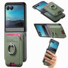 For Motorola Moto Razr 40 Ultra Twill Fabric Card Bag Ring Magnetic Back Phone Case(Green) - 1