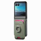For Motorola Moto Razr 40 Ultra Twill Fabric Card Bag Ring Magnetic Back Phone Case(Green) - 2