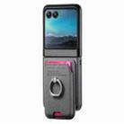 For Motorola Moto Razr 40 Ultra Twill Fabric Card Bag Ring Magnetic Back Phone Case(Gray) - 2