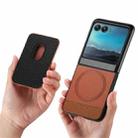 For Motorola Moto Razr 40 Ultra Twill Fabric Card Bag Ring Magnetic Back Phone Case(Brown) - 3