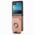 For Motorola Moto Razr 40 Ultra Twill Fabric Card Bag Ring Magnetic Back Phone Case(Pink) - 2