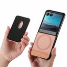 For Motorola Moto Razr 40 Ultra Twill Fabric Card Bag Ring Magnetic Back Phone Case(Pink) - 3
